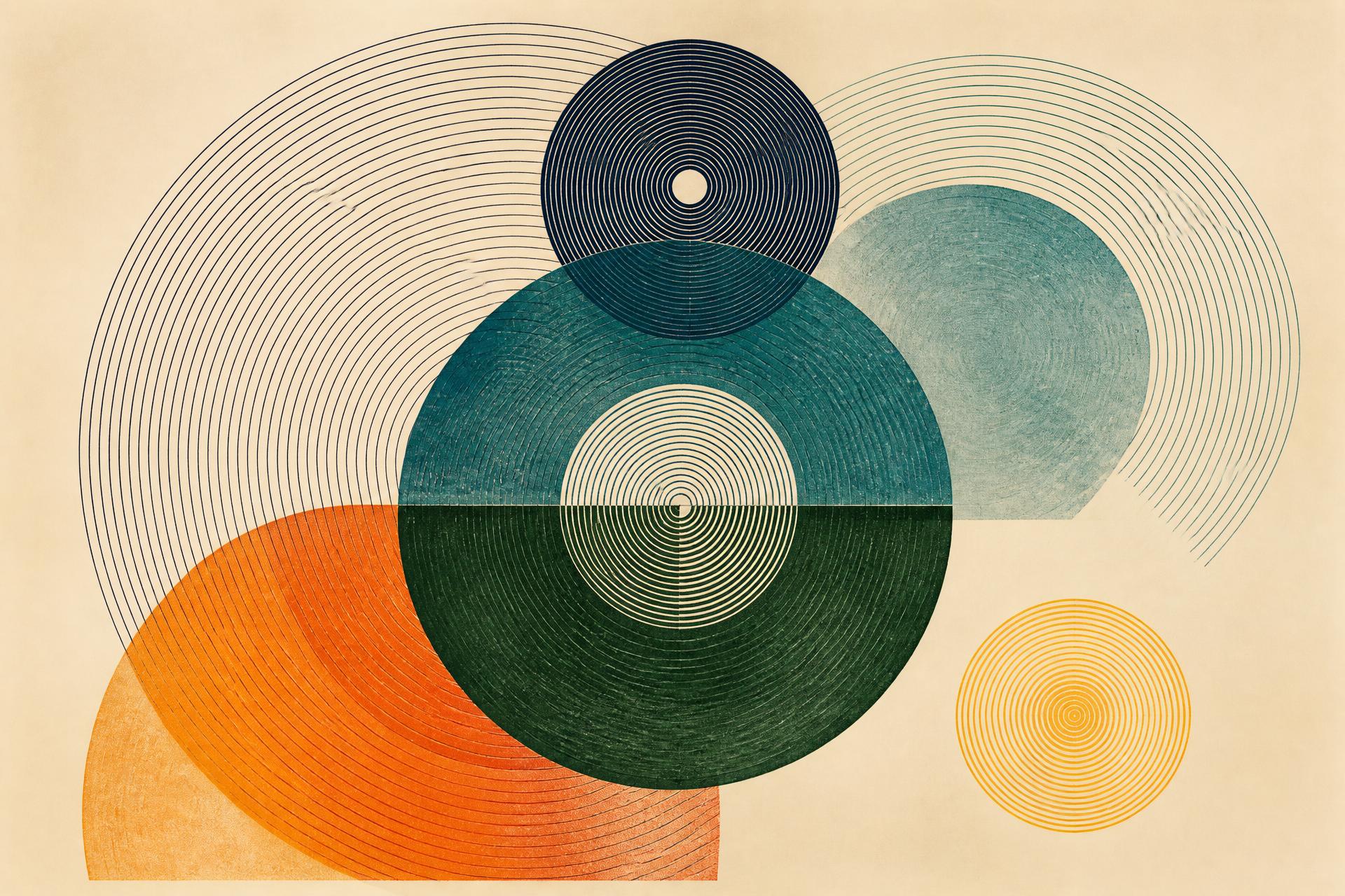 Abstract concentric line artwork in the GL Vitality palette